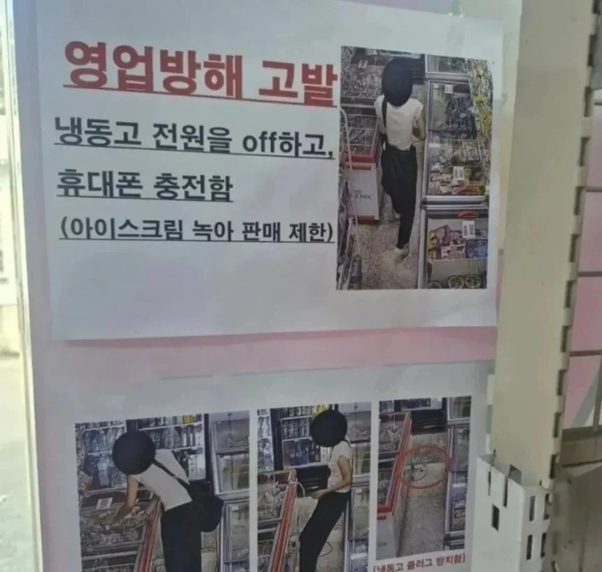 Woman unplugs freezer to charge phone, melting the shop’s ice cream.